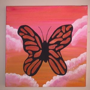 Acrylic canvas butterfly painting